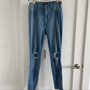 Denim distressed ripped skinny jeans